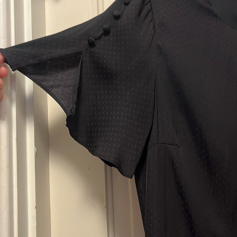 Cute Black H & M Dress with Grey polka dots and fluttery sleeves